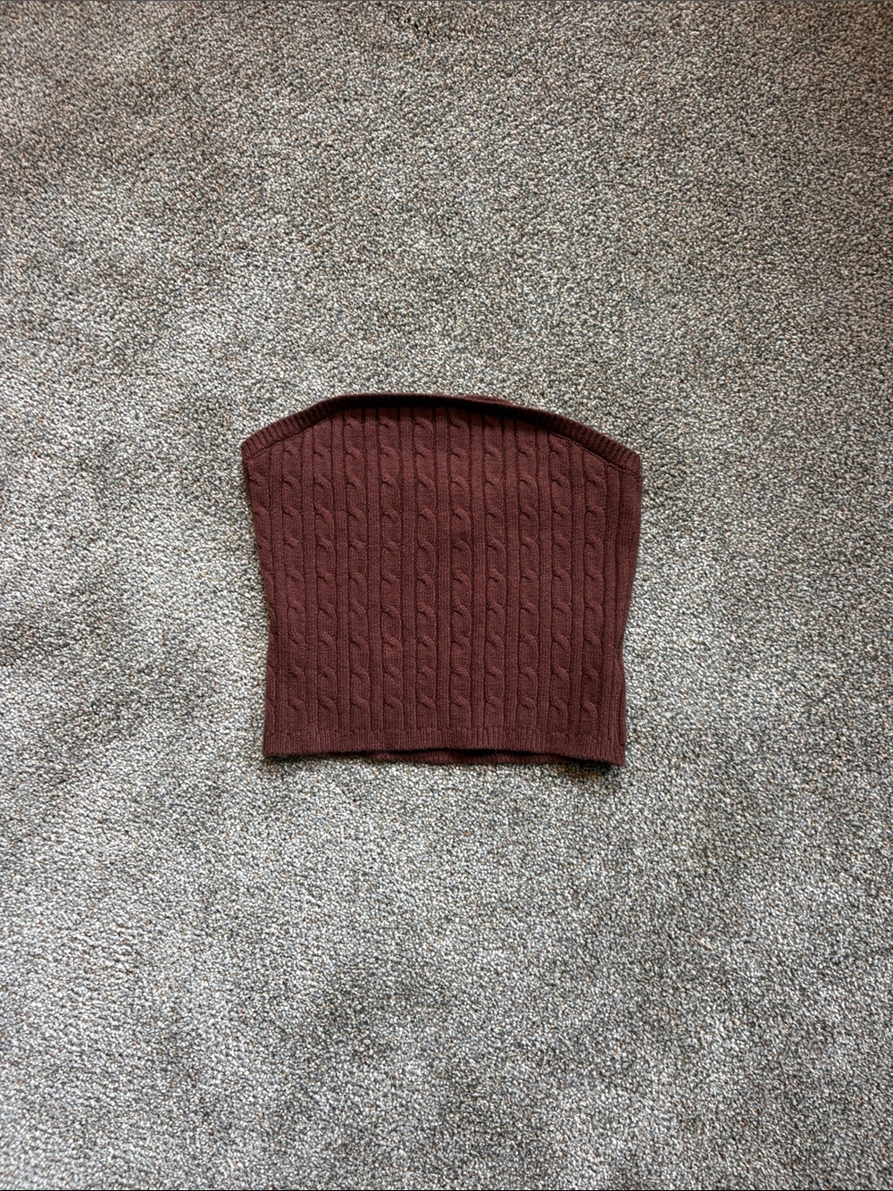 Cable Knit Tube Top Sweater - Brown